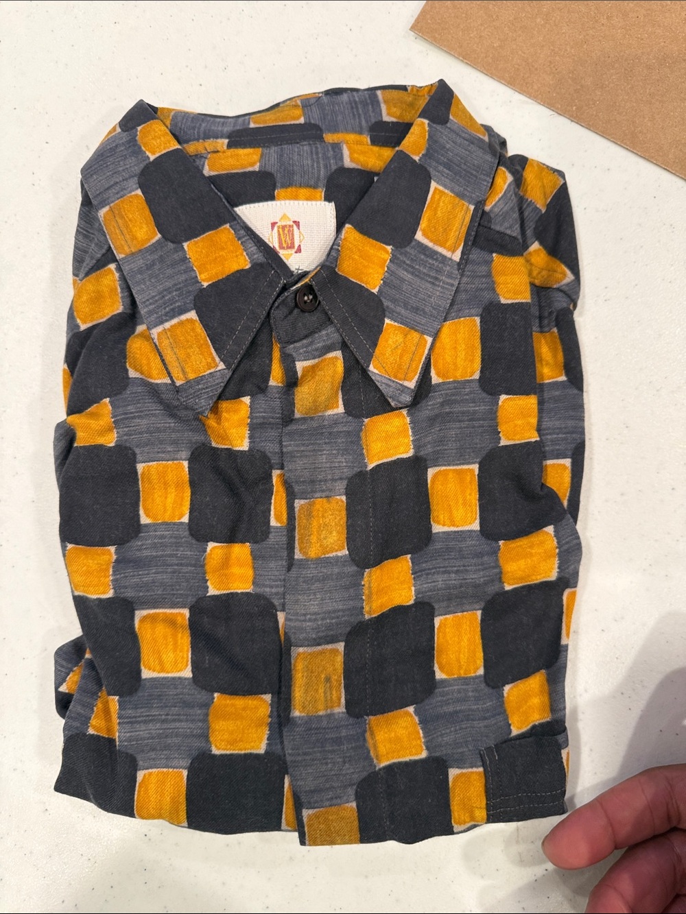 Pal Zileri Yellow & Gray Geometric Check Button-Down Shirt